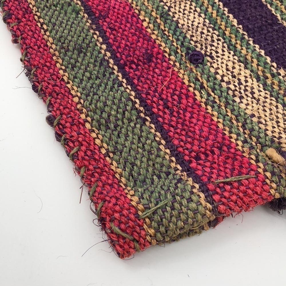 Vintage Handmade Woven Twine Burlap Briefcase Style Clutch Handbag - Picture 8 of 10